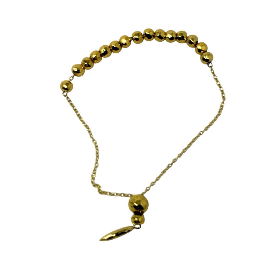 Gold Tone Beaded Adjustable Bracelet Glamorous Fashion Jewelry